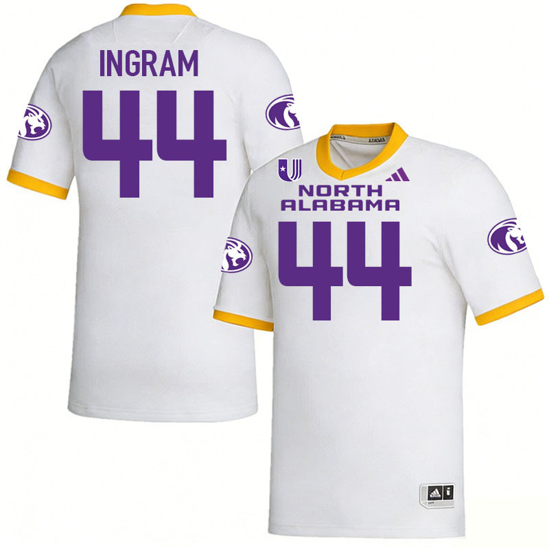 North Alabama Lions #44 Jyheam Ingram College Football Jerseys,Uniforms Stitched-White